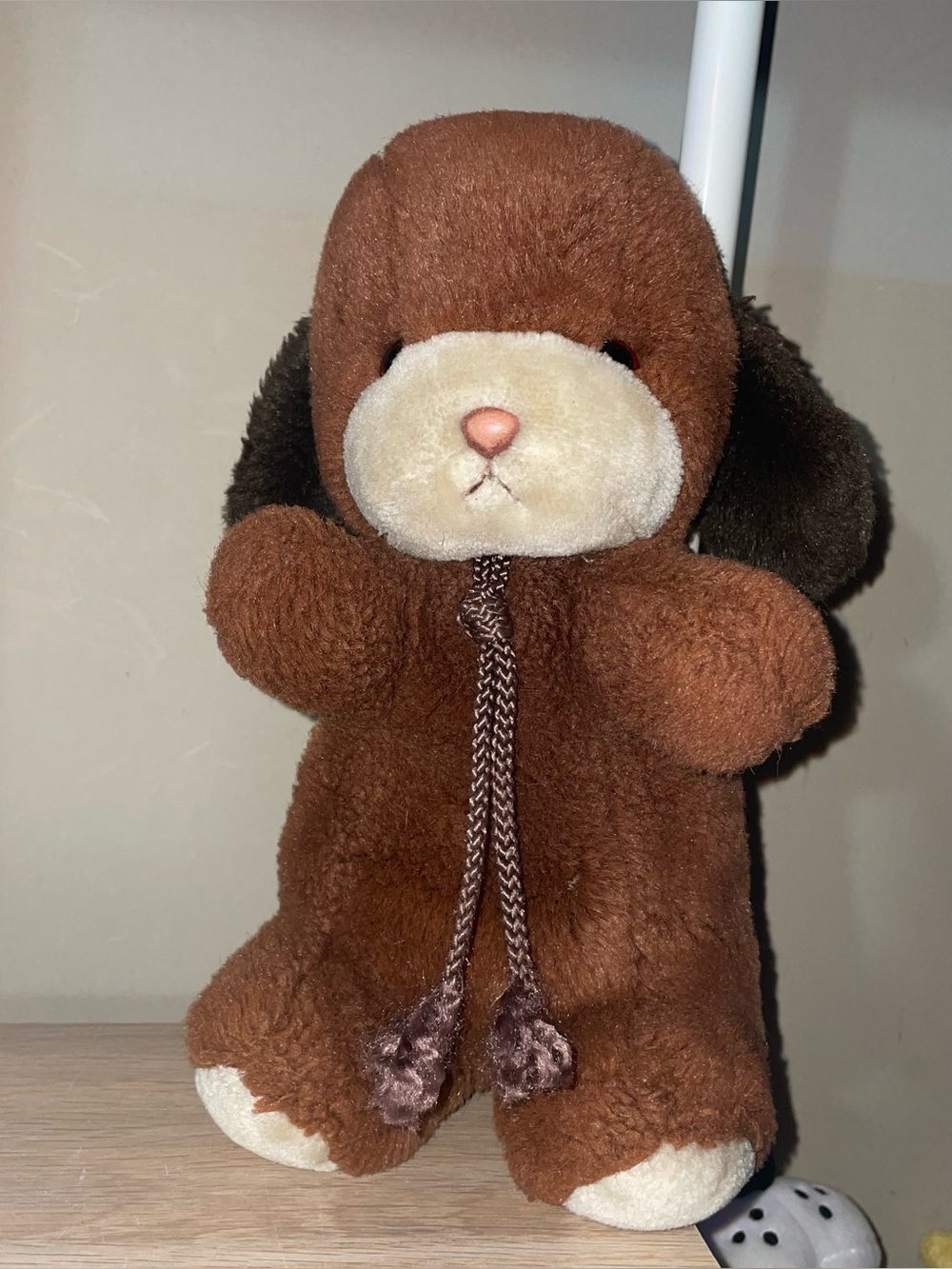 Vintage 1982 Gund Smooch Chocolate Brown Puppy Dog Rattle Stuffed Plush 12”